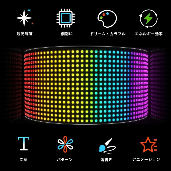 Kutuspon LED 電光掲示板 デビルアイライト、柔軟な Bluetooth コントロール テキストパターン看板 プログラム可能ネオンサイン悪魔の目 車 室内 屋外 店舗用看板(38cmx9cm)_4