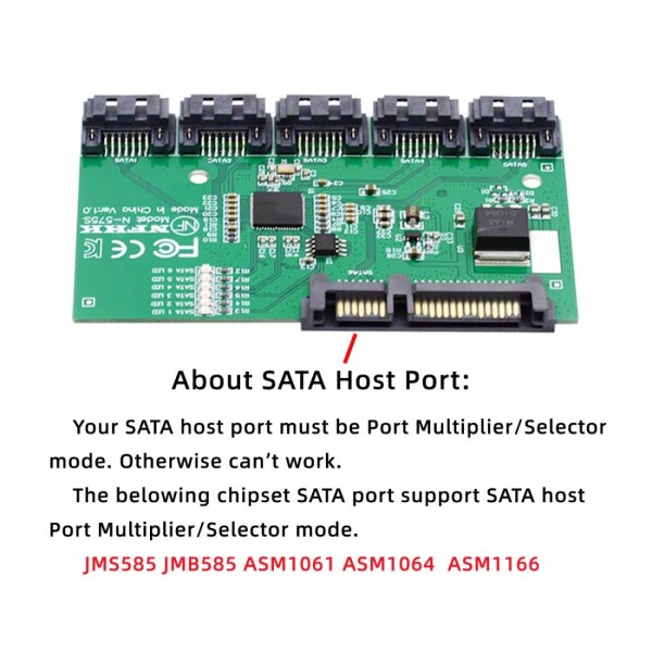 Chenyang SATA 3.0スプリッター - 1~5ポートアダプター、HUBコンバーター、PMマルチプライヤー、ポートセレクターJMB575。_1