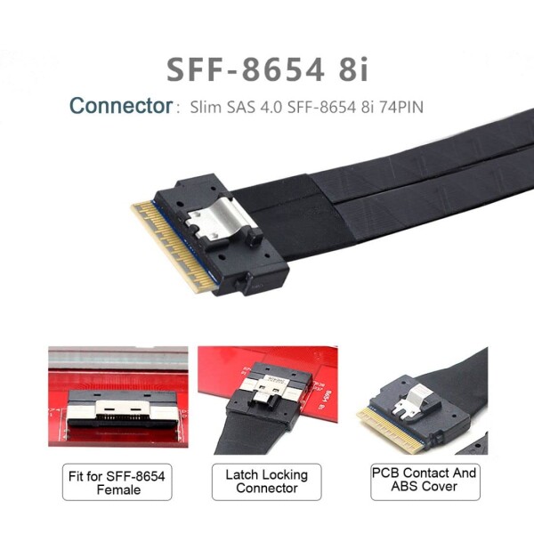chenyang CY SFF-8654 8i 74ピン PCI-E Ultraport Slimline SAS Slim 4.0 - Dual SFF-8087 Mini SAS ケーブル PCI-Express_1