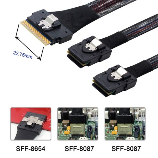 chenyang CY SFF-8654 8i 74ピン PCI-E Ultraport Slimline SAS Slim 4.0 - Dual SFF-8087 Mini SAS ケーブル PCI-Express_2