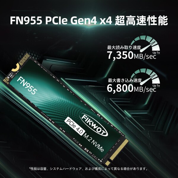 FN955 M.2 SSD 1TB 2280 PCIe Gen4.0x4 (最大読込:7350MB/s) 高耐久3D NAND TLCフラッシュ NVME SSD SLCキャッシュ搭載 産業用内蔵SSD PS5/ノートPC/デスクトップ用ストレージ拡張 5年メーカー保証_1