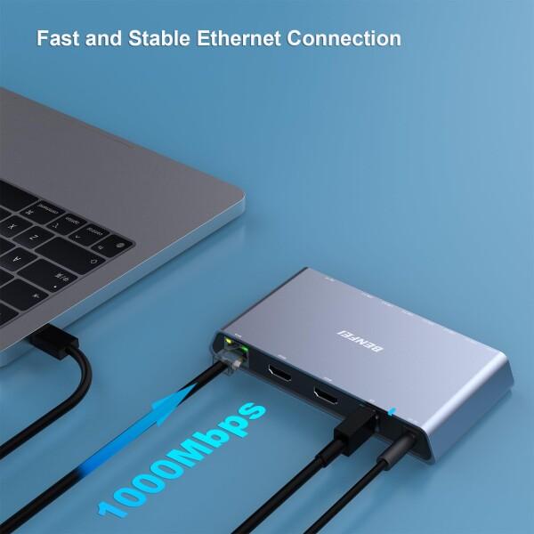 BENFEI 12-in-1 USB 3.0 USB-C ドッキングステーション Docking