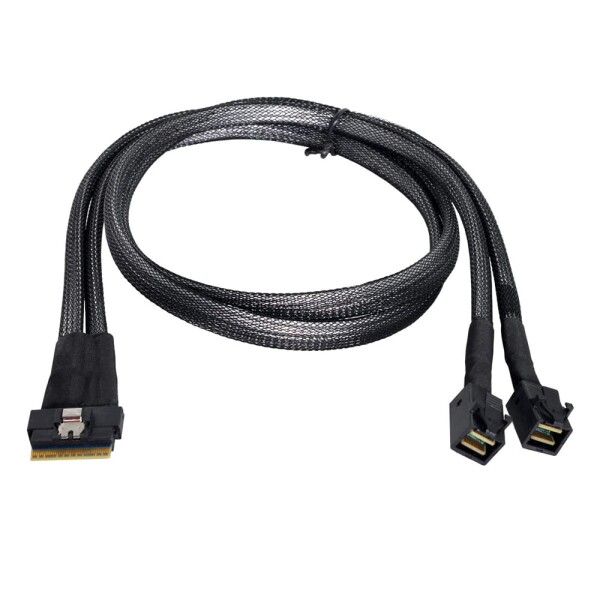 NFHK PCI-E ウルトラポート スリムライン SAS スリム 4.0 SFF-8654 8i 74ピン→デュアル SFF-8643 4i Mini SAS HDケーブル PCI-Express
