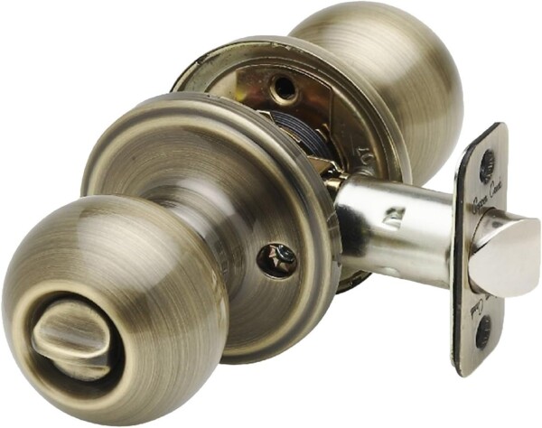 ドアノブ 室内用 握り玉 (ボール型, 鍵付き, アンティーク真鍮)の通販は 5,165円