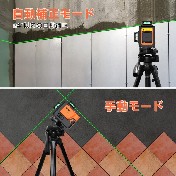 DOVOH グリーンレーザー墨出し器 レーザーレベル 高精度 90mw 高輝度 レーザー水平器 360度 フルライン 充電式水準器 建築用 磁気回転スタンド 自動補正 12ライン 墨出し機 受光器対応 Class_1