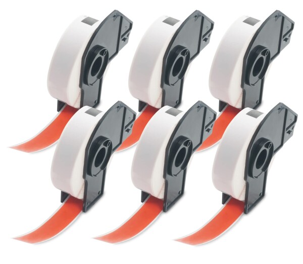 BETCKEY 感熱紙 DK-1203 ブラザー ラベル プリンター ロール 互換 ラベルシール BROTHER 17x87mm 300枚 QL-550 QL-650TD QL-700 QL-800 QL-820NWB QL-1060Nなどに対応 6個 赤