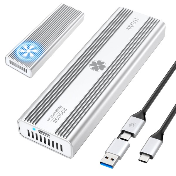 iDiskk 外付け SSD 2TB USB4.0 40Gbps 読込み最大3100MB/秒 高放熱ファン搭載 超高速軽量小型 ポータブル 外部SSDドライブ・ストレージ Type-C/USB-Aのデバイス/Macbook/Android、PC、タブレットPC、ノート