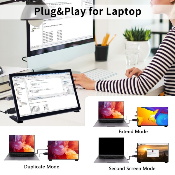 GeeekPi Screen Raspberry Pi用10.1インチLCDスクリーン、1024x600 IPS LCDディスプレイ、Raspberry Pi 5/Pi 4B/3B+/3B/B+/Zero/400用HDMIポータブルモニター、Win11/10/8/7、無料ドライバー(非タッチ)_4