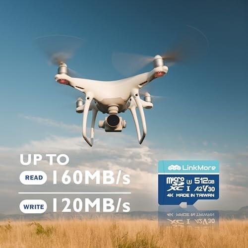 LinkMore 512GB A2V30 MicroSDXCカード Gopro対応 SDアダプター付