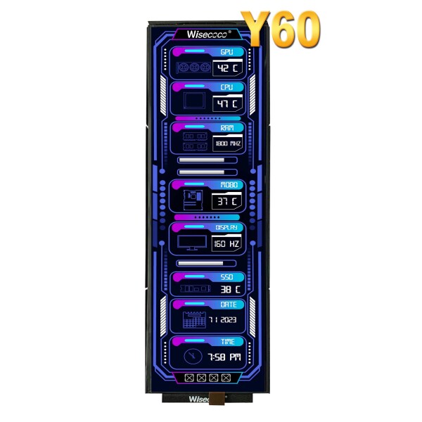 wisecoco Y60用 PCケース モニター 12.6インチ 細長液晶スクリーン IPSパネル HDMI LCDキット ラップトップコンピュータのためのミニhdmi健康速度windows aida64サブCPU GPUディスプレイ
