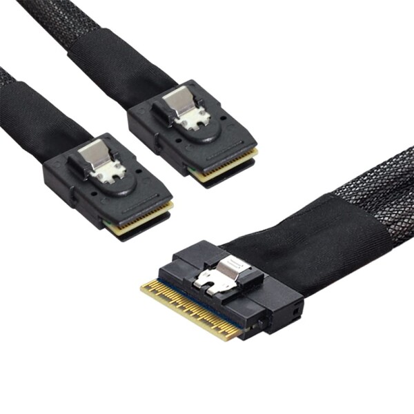 NFHK PCI-E ウルトラポート スリムライン SAS スリム 4.0 SFF-8654 8i 74ピン→デュアル SFF-8087 Mini SAS ケーブル PCI-Express