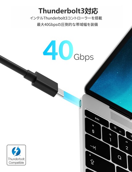 SABRENT usbハブ ドッキングステーション Thunderbolt 3認証 最大40Gbps｜デュアルディスプレイ｜HDMI 2.0 4K｜DisplayPort 1.4 8K｜UHS-II SDカードリーダー｜イーサネットポート｜USB 3.2 Gen2 Type-Aポート×1_6