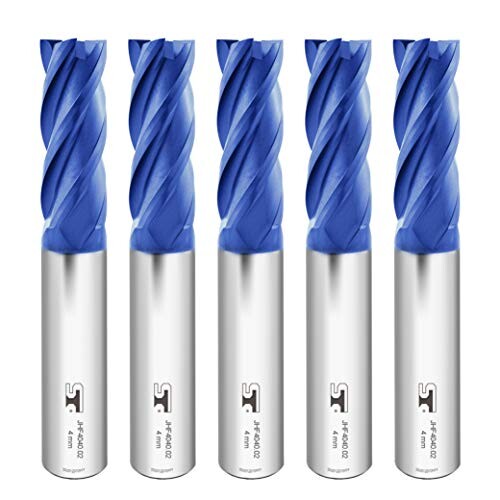 スピードタイガー JHF 4枚刃 エンドミル スクエア 刃径 4mm タングステン鋼 超硬 AlTiSiNコート カッター 5個入り セット
