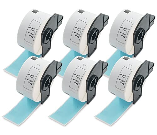 BETCKEY 感熱紙 DK-1208 ブラザー ラベル プリンター ロール 互換 ラベルシール BROTHER 38x90mm 400枚 QL-550 QL-650TD QL-700 QL-800 QL-820NWB QL-1060N対応 食品 6個 青