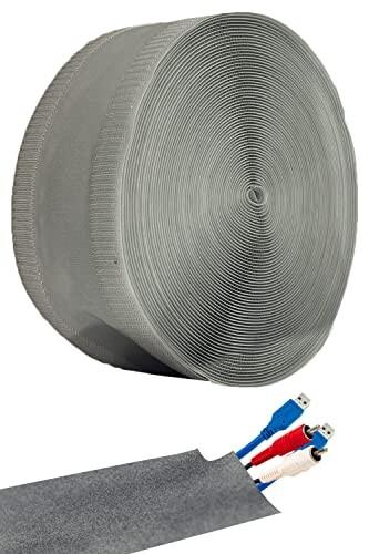 Tierneys [ティアニーズ］配線カバー ケーブルカバー フロア コード カバー 配線モール マジックテープ タイプ 絨毯 壁 デスク周り 長さ調節可能 (灰色 絨毯用, 25m)の通販は 14,723円