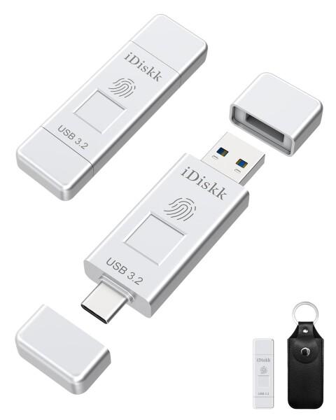 iDiskk 指紋認証 USBメモリ・フラッシュドライブ 256GB USB3.2 Gen2 フラッシュメモリー 読取り速度450MB/s ハイスピードOTG外付けUSBディスク スマートフォン外部ストレージ 高速データ転送 USB C