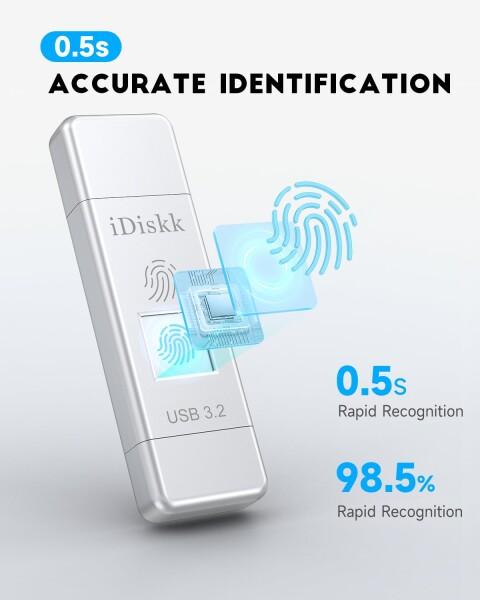 iDiskk 指紋認証 USBメモリ・フラッシュドライブ 256GB USB3.2 Gen2 フラッシュメモリー 読取り速度450MB/s ハイスピードOTG外付けUSBディスク スマートフォン外部ストレージ 高速データ転送 USB C_2