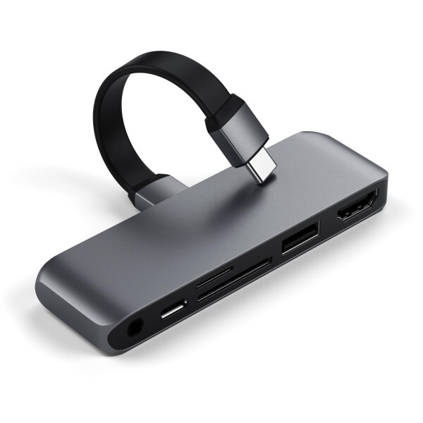 Satechi モバイル Pro SD USB ハブ Type-C 6-in-1 USB-C PD充電, 4K HDMI 60Hz出力, USB 3.0 5Gbps高速データ転送, SD/MicroSDカードリーダー, 3.5mm イヤホンジャック, USB-C ハブ (iPad Pro Air M1 M2対応)の通販は