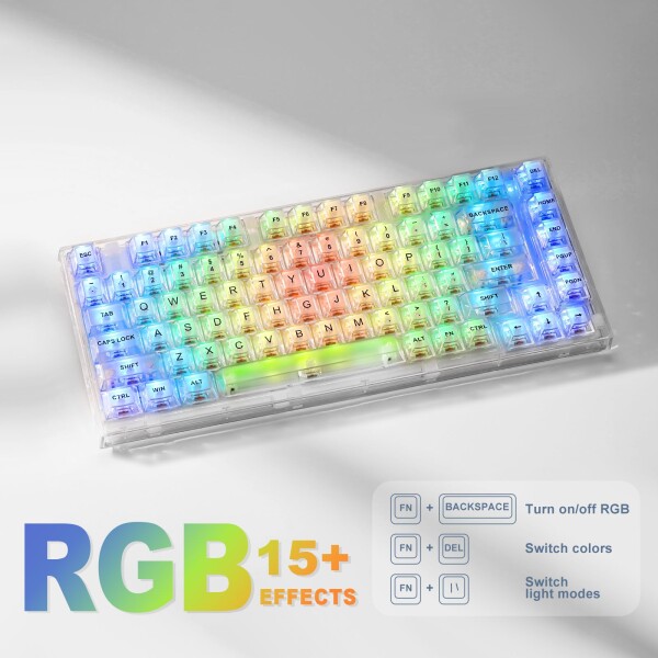 YUNZII X75 有線 ホットスワップメカニカルキーボード 透明なキー