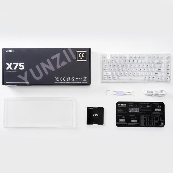 YUNZII X75 有線 ホットスワップメカニカルキーボード 透明なキー