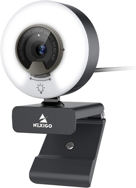 NexiGo webカメラ 60fps ライト付き N960E ウェブカメラ 1080P 自動光補正 無段階調光 3光色 pcカメラ オートフォーカス プライバシーカバー内蔵 usbカメラ ステレオマイク2台 ソフトウェア付属 Zo