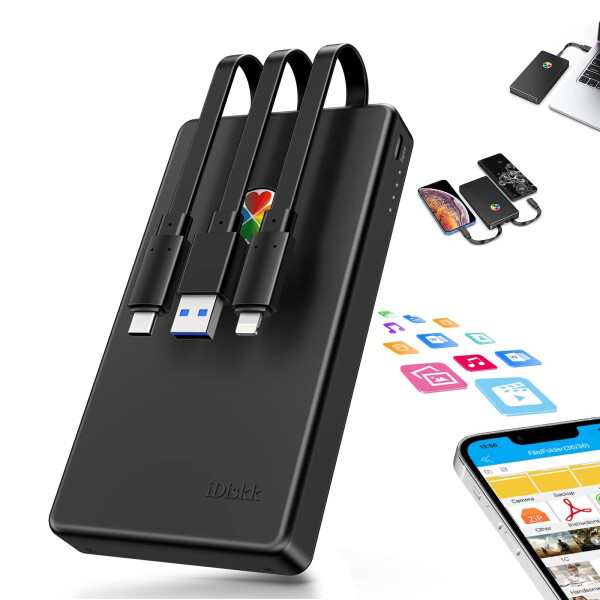 iDiskk iPhone外付けハードドライブ 2TB 2.5インチ外部hdd フラッシュドライブメモリiPhone/iPad/Mac/PC/Androidなど対応高互換性プラグ&プレイ ワンクリック自動バックアップ携帯スペース解放 スマ
