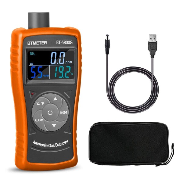 BTMETER BT-5800Gアンモニアガス検出器センサー、温度 湿度テスターを備えた0〜100 ppm NH3モニターゲージのテスト測定 農場 農業 肥育場に適しています -日本語マニュアル