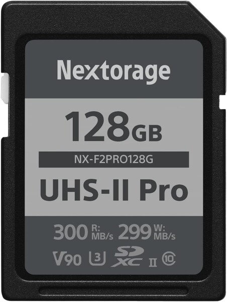 Nextorage 日本メーカー UHS-II V90 128GB SDXC SDカード 最大読出し速度300MB/s 最大書込み速度299MB/s 高性能pSLCフラッシュメモリ搭載 高速連写 4K/8K録画 F2PROシリーズ NX-F2PRO128G ネクストレージ メモ