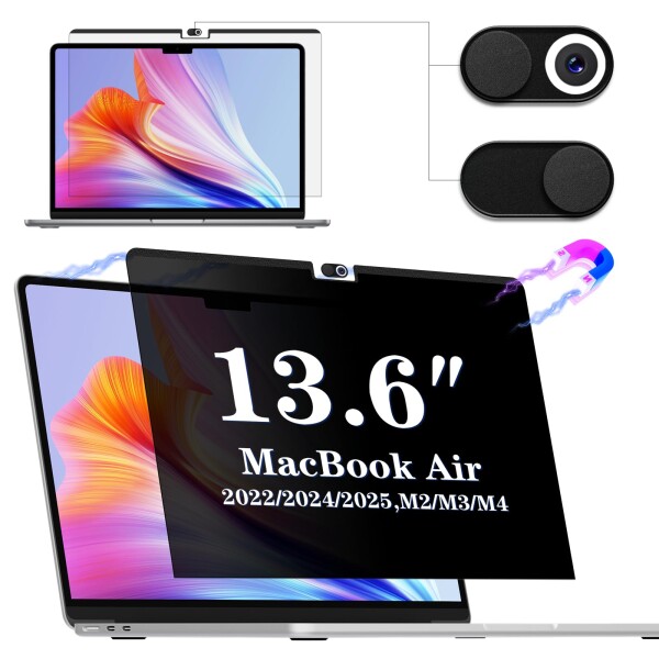 IPROKKO MacBook Air 13.6(2022/2024 M2/M3)に対応 覗き見防止フィルター 磁気プライバシーフィルム カメラカバー付き ブルーライト防止 反射防止 両面使用 IPROKKOの通販は 5,541円
