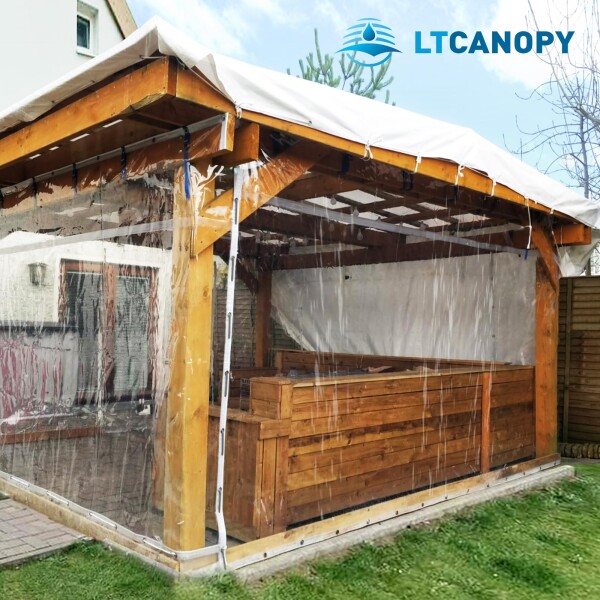 LTCANOPY クリアタープ 2.1m x 2.75m、500g/m2のビニール防水クリアシート、グロメット付きプラスチックシートエッジ二重縫い目補強、耐久性の高いタープ防水、リップストップ_6