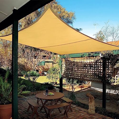 Homeme 日除け シェード 屋外 オーニング シェード UVカット 通気性 水が溜まらない 防塵 落葉防止 ベージュ 取付金具ロープ付きの通販は 5,183円