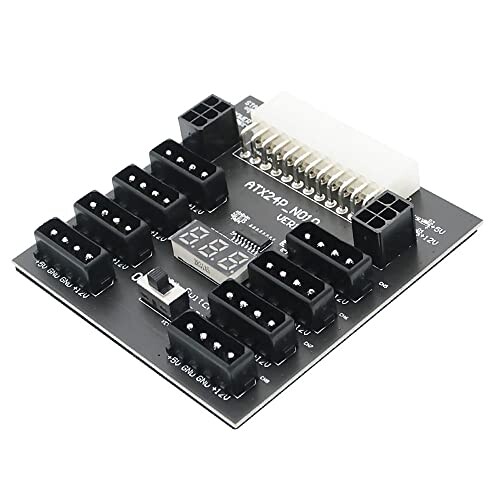 xiwai ATX PSUサーバー電源ボード24PinからIDE 8x4Pin + 2x 6Pin電源ボード（CHIA ETH BTCマイニングマイナー用）