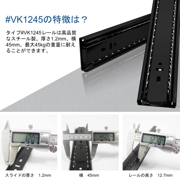 VADANIA ソフトクローズ ボールベアスライドレール 3段引 550mm #K45 引き出しスライドレール diy 左右5セット_1