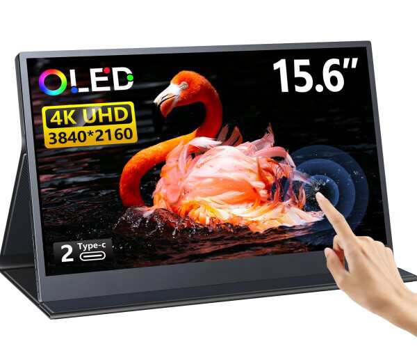 MAGICRAVEN モバイルモニター 4k 有機EL 15.6インチ タッチパネル 3840x2160 タッチ対応 100% DCI-P3 超薄型 4mm 軽量 656g 保護カバー付き Type-C HDMI