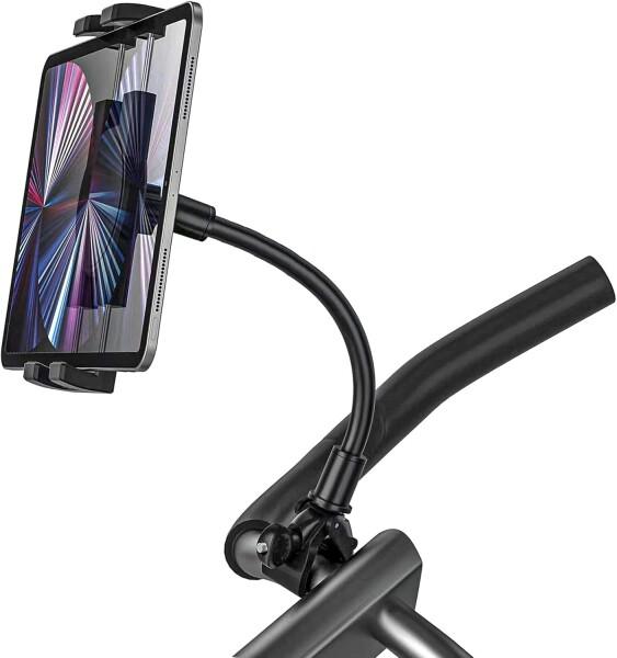 Charchendo タブレットホルダー エアロバイク 滑り止 フィットネスバイク タブレットスタンド 携帯ホルダー トレッドミル用 360度回転 自由調節 日本語説明書付き タブレットとスマートフ