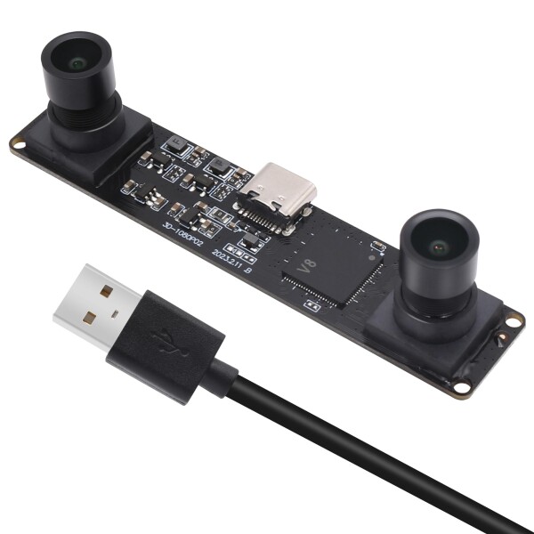 USB カメラ モジュール 1080P 60FPS デュアルレンズ 3D ステレオ カメラ 117°視野角 400万画素 同期型 USB2.0 ウェブカム VR 視覚分析 顔認証 ストリーミング ウェブカム USBプラグ&プレイ Linux Window