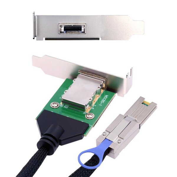 NFHK 外付けミニ SAS SFF-8088 オス - SFF-8088 メス延長ケーブル PCBA ロープロファイルブラケット付き