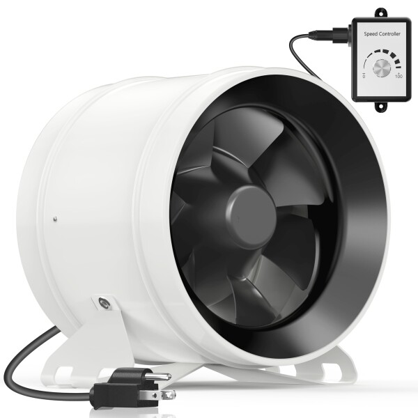 Hon&Guan ダクトファン 200mm 強力 無段階調速可能  金属ケース ダクト用換気扇 省エネ 塗装ブース用 マイニングリグ冷却 インバータダクトファン 無段階調速スイッチ付き 産業用排風機 (HI-