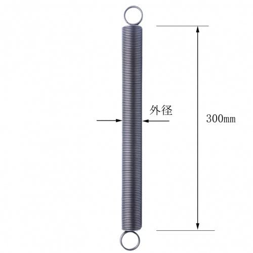 ステンレス引きバネ (線径4.0mm x 外径28mm x 自然長300mm、SUS304、約2.26N/mm) 304-4.0x28x300_1