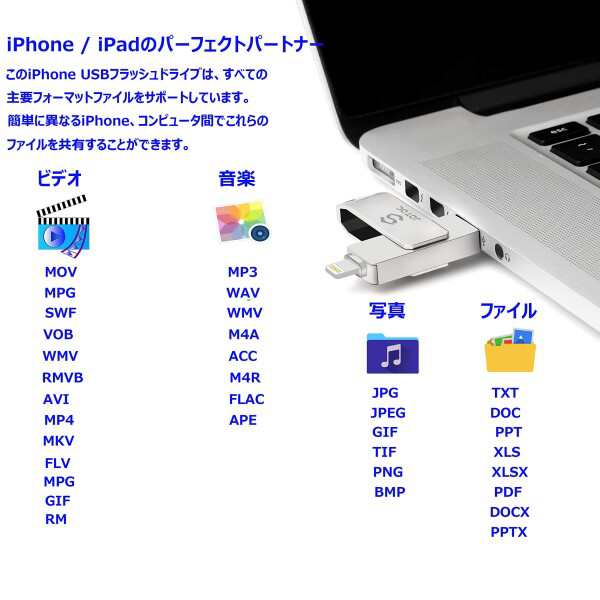 USBメモリ MFi認証 64GB iPhone フラッシュドライブ iPhone 用メモリー ライトニング USB iPhone用メモリ iPad USBメモリ アイフォン USBメモリ フラッシュメモリ Lightning メモリiPhone 14 13 12 11 X 8 SE用 (6