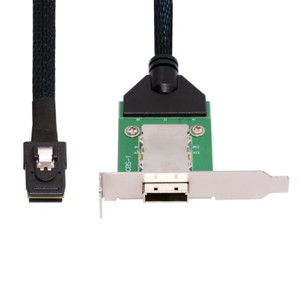 xiwai Mini SAS 内部 SFF-8087 36ピン オス - 外部 SFF-8088 メス延長ケーブル 50cm PCBA ロープロファイルブラケット付き