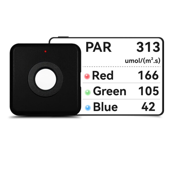VBR-300-PAR量子 PAR メーター 6000μmol/(m2・s)、RGB 別 PAR 数値表示、PPFD 分布マッピング機能搭載、Bluetooth 対応無料アプリ付き、センサー名：VBR-100 Plus、スペクトル選択機能なし