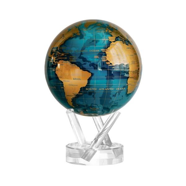 MOVA グローブ l 地球儀 l 世界地図シリーズ 青金 4.5インチ l ベース付き l 電源不要！室内光・自然光で動く自動回転地球儀 l オフィス・デスクトップ装飾・ユニークなギフト・インテリアの通販は地球儀