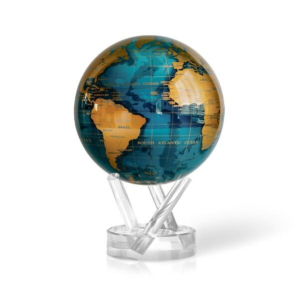 MOVA グローブ l 地球儀 l 世界地図シリーズ 青金 4.5インチ l ベース付き l 電源不要！室内光・自然光で動く自動回転地球儀 l オフィス・デスクトップ装飾・ユニークなギフト・インテリアの通販は