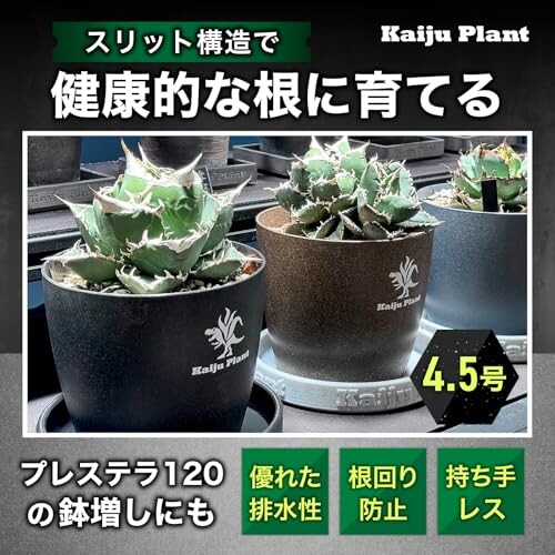 Kaiju Plant 怪獣ポットEco4.5 スリット鉢 4.5号 麦わら再生プラ