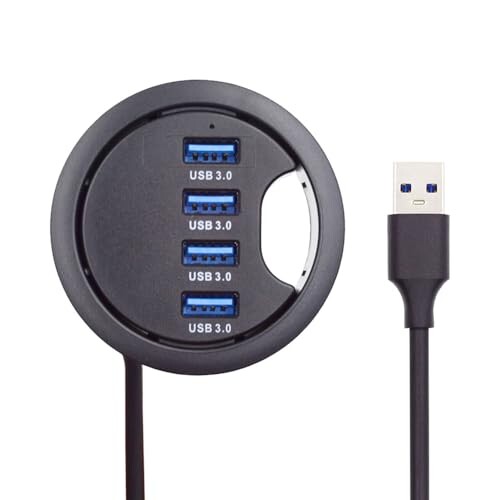 Xiwai USB 3.0ハブスプリッター、4ポートUSBマルチポートエクスパンダー 60mm デスクグロメット ドックステーションインターフェース PCデスクデスクトップ用