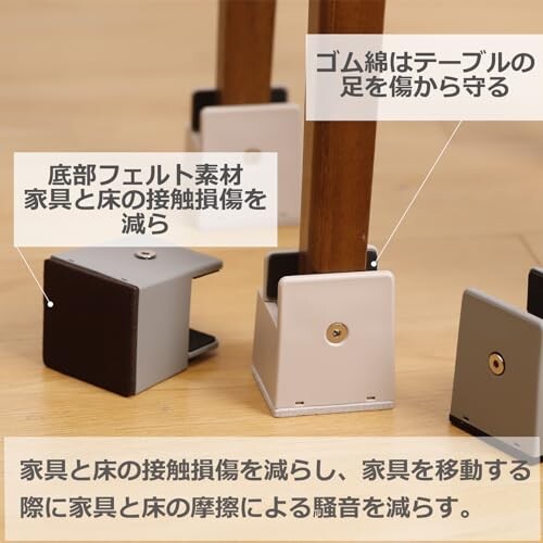 継ぎ足し テーブル 脚 こたつ 継ぎ足 机 高さ調整 0mm~50mm幅調節 4個セット机 たかさ調節 高さ5cm・10ｃｍ (グレー, 高さ50ｍｍ) その他テーブル