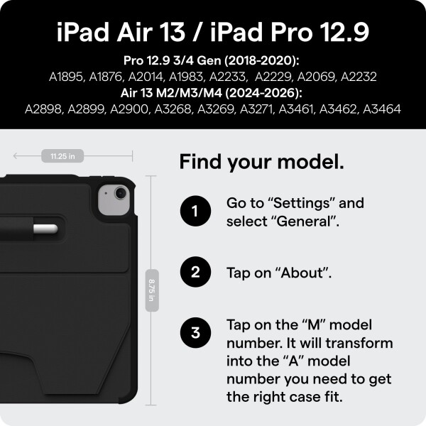 Zugu Case iPad Air ケース 13インチ (M4 2026 & M3 2025 & M2 2024) / Pro 12.9 (第3世代 / 第4世代), 極薄 落下衝撃保護 10段階スタンド機能 Apple ペンホルダー ワイヤレス充電 オートスリープ スマートカバ_1