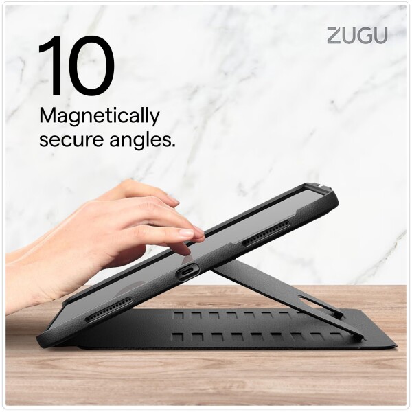 Zugu Case iPad Air ケース 13インチ (M4 2026 & M3 2025 & M2 2024) / Pro 12.9 (第3世代 / 第4世代), 極薄 落下衝撃保護 10段階スタンド機能 Apple ペンホルダー ワイヤレス充電 オートスリープ スマートカバ_2