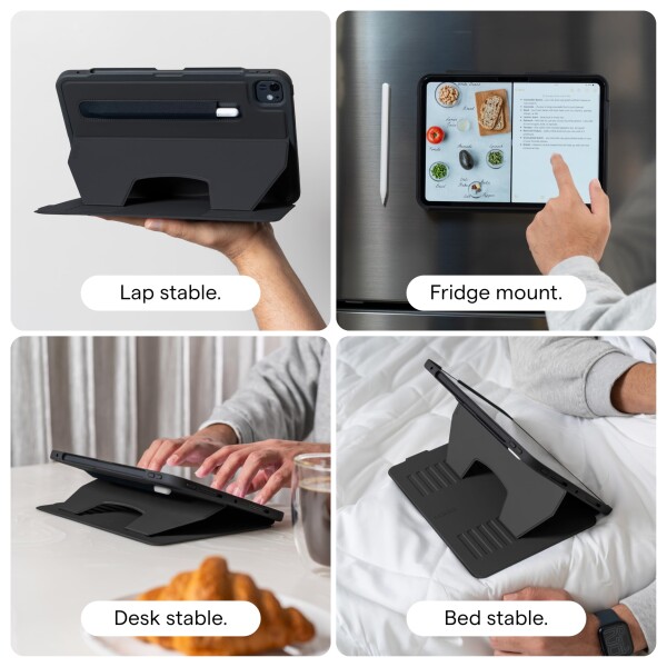 Zugu Case iPad Air ケース 13インチ (M4 2026 & M3 2025 & M2 2024) / Pro 12.9 (第3世代 / 第4世代), 極薄 落下衝撃保護 10段階スタンド機能 Apple ペンホルダー ワイヤレス充電 オートスリープ スマートカバ_3